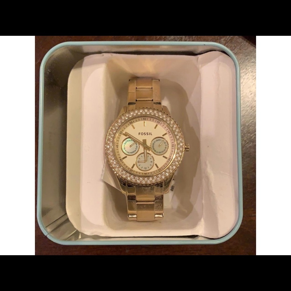 Gold color NEW Fossil watch for women